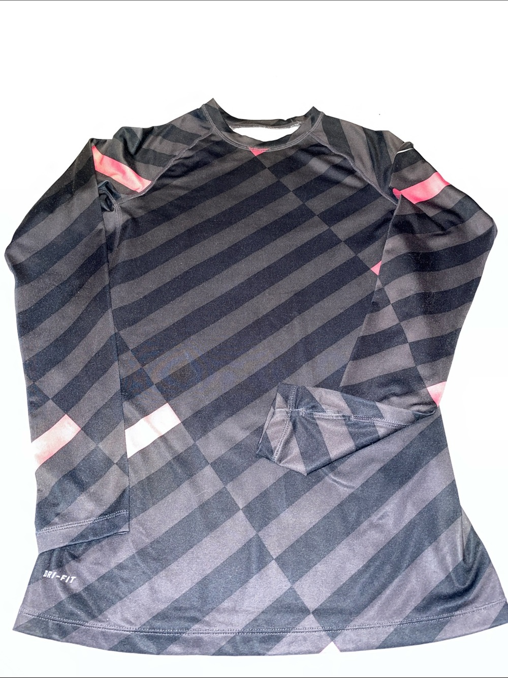 Nike Pro Combat Fitted Compression Top in Black and Light Pink. Size Medium